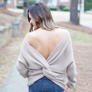 Tan twist back sweater!
